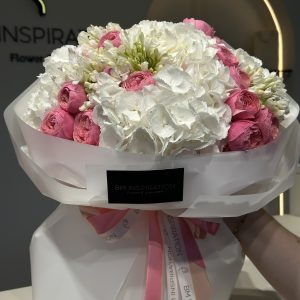 WHITE Hydrangea & Silva Pink